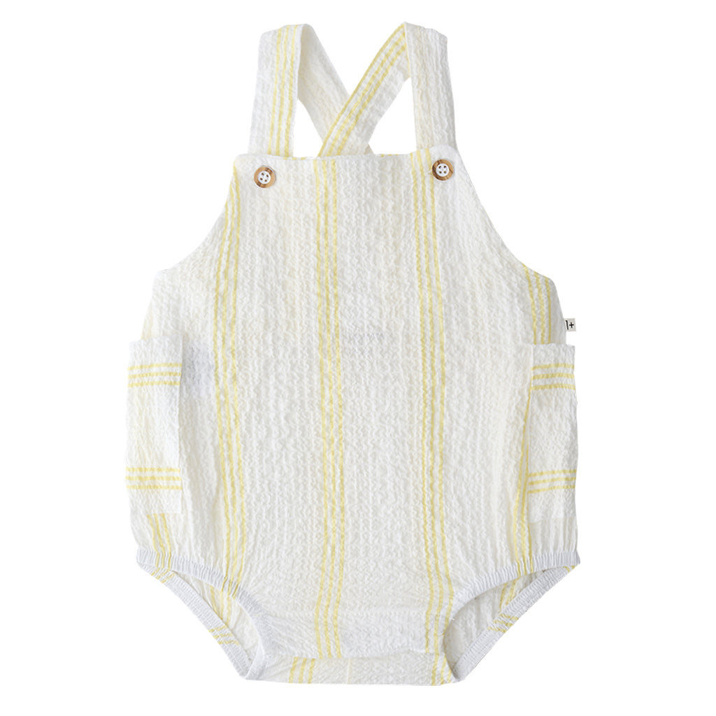 1+ In The Family Baby Portitxol Romper Lemon Yellow Stripes