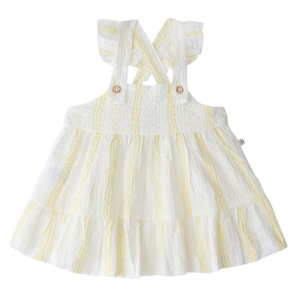 1+ In The Family Baby And Child Joncols Dress Lemon Yellow Stripes