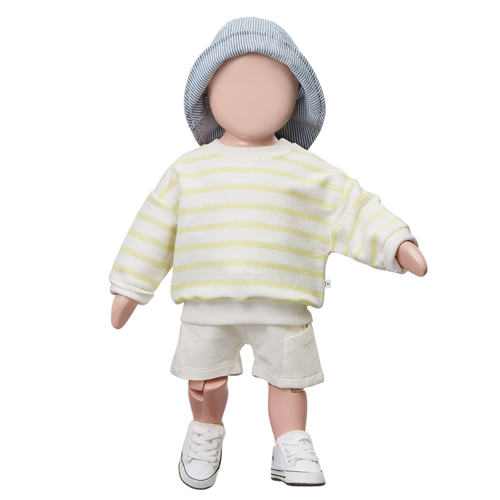 1+ In The Family Baby And Child Marroig Sweatshirt Lemon Yellow Stripes