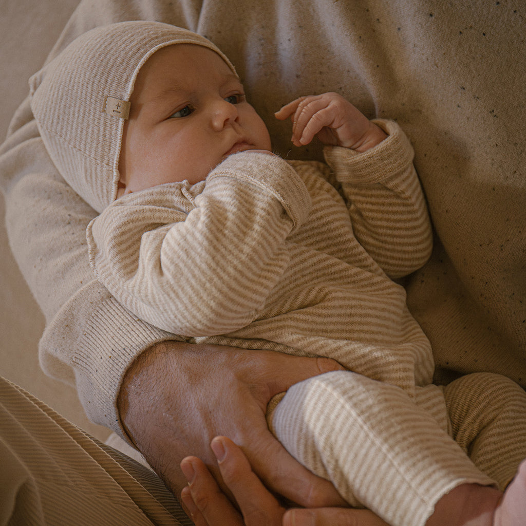 1+ In The Family Baby Honore Hat Beige Stripes