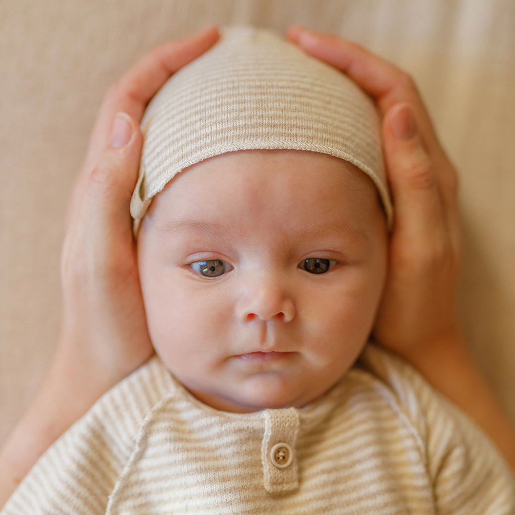 1+ In The Family Baby Honore Hat Beige Stripes