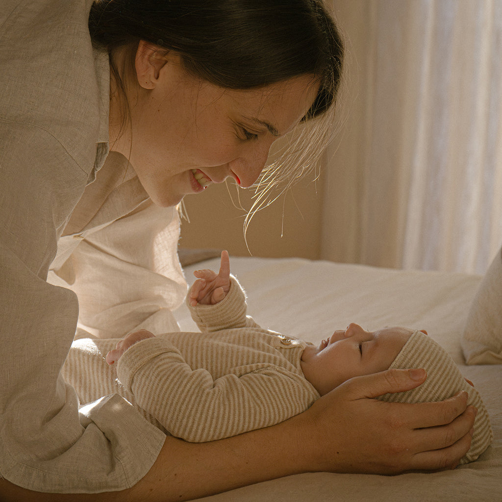 1+ In The Family Baby Honore Hat Beige Stripes