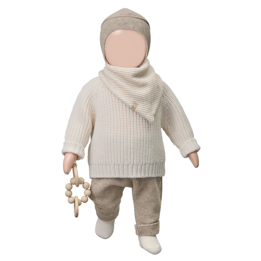 1+ In The Family Baby Bastia Bandana Bib Beige Stripes