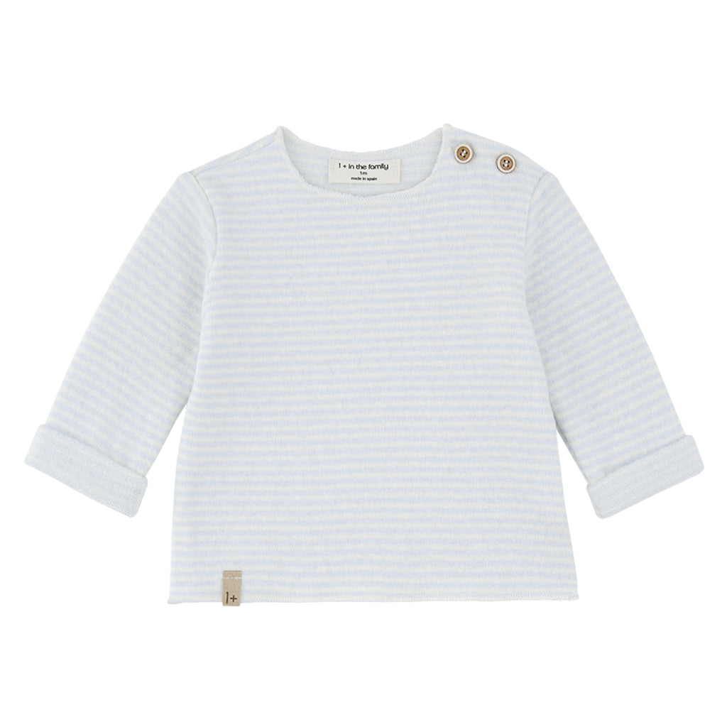 1+ In The Family Baby Aubin T-shirt Ciel Blue Stripes