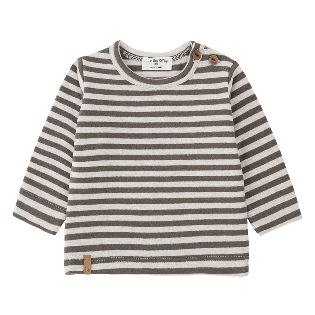 1+ In The Family Baby And Child Varese T-shirt Dark Taupe Brown Stripes