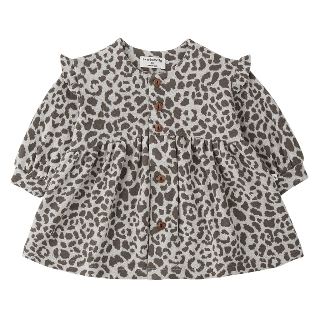 1+ In The Family Baby And Child Matera Dress Dark Taupe Brown Animal Print