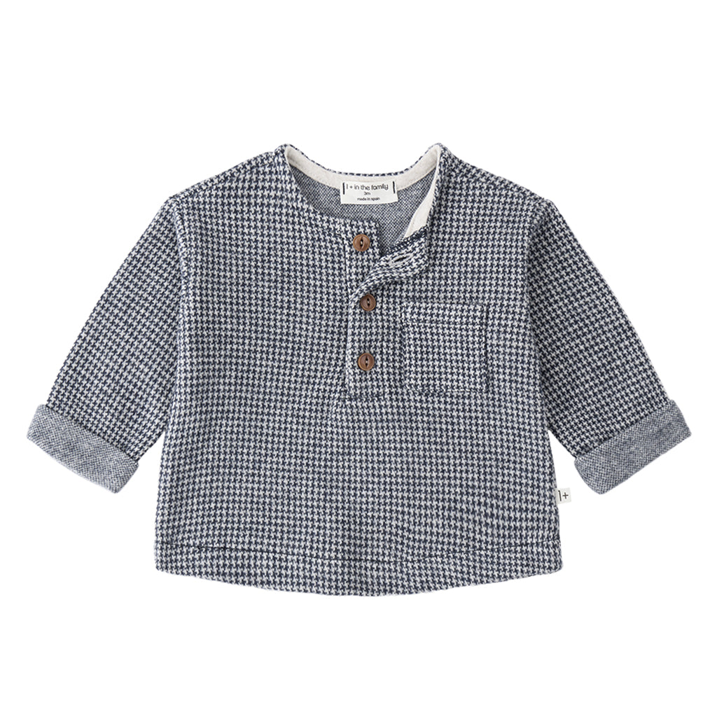 1+ In The Family Baby And Child Nuoro Shirt Blue Herringbone