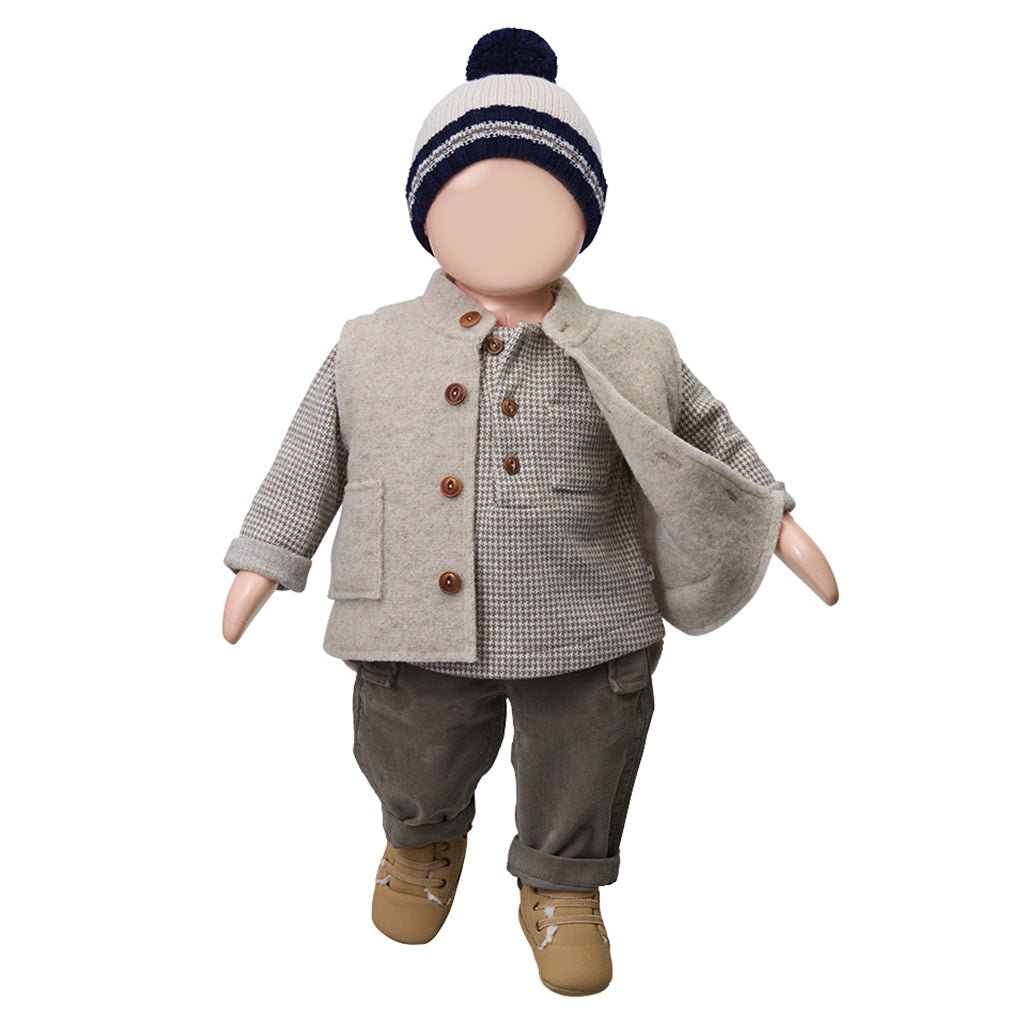 1+ In The Family Baby And Child Nuoro Shirt Dark Taupe Brown Herringbone