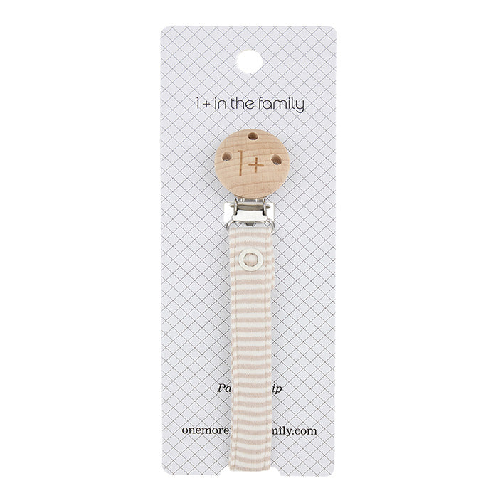 1+ In The Family Baby Aina Pacifier Clip Beige Stripes