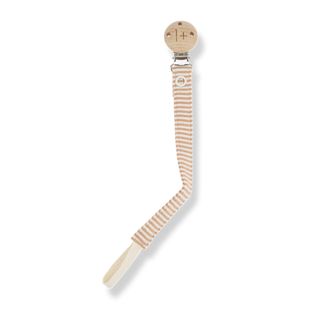 1+ In The Family Baby Aina Pacifier Clip Biscotto Brown Stripes