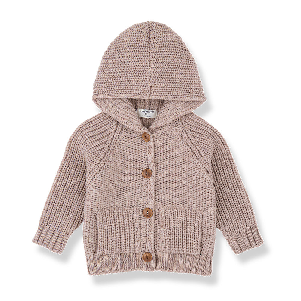 1+ In The Family Baby And Child Morten Hooded Cardigan Light Pink