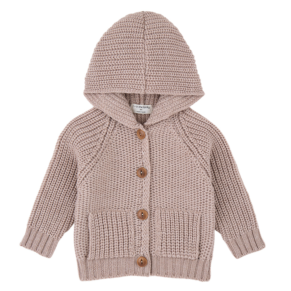 1+ In The Family Baby And Child Morten Hooded Cardigan Light Pink