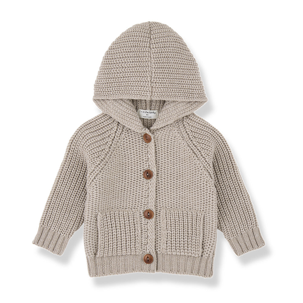 1+ In The Family Baby And Child Morten Hooded Cardigan Tortora Beige