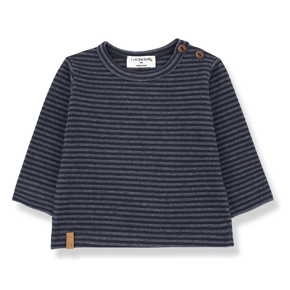 1+ In The Family Baby And Child Olaf T-shirt Denim Blue Stripes