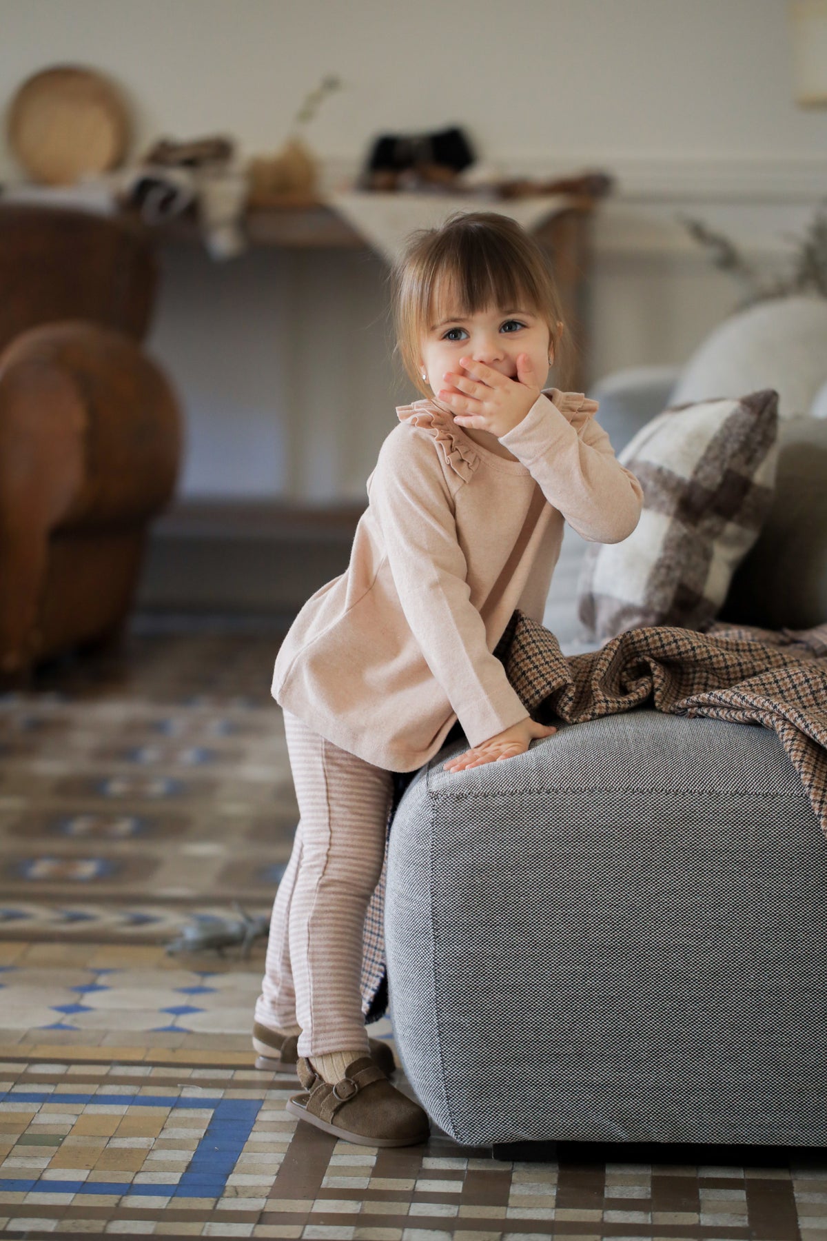 1+ In The Family Baby And Child Pia Leggings Light Pink Stripes