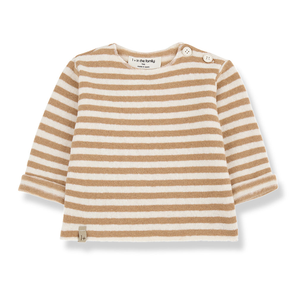 1+ In The Family Baby Aubin T-shirt Biscotto Brown Stripes