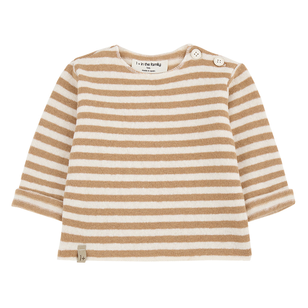 1+ In The Family Baby Aubin T-shirt Biscotto Brown Stripes