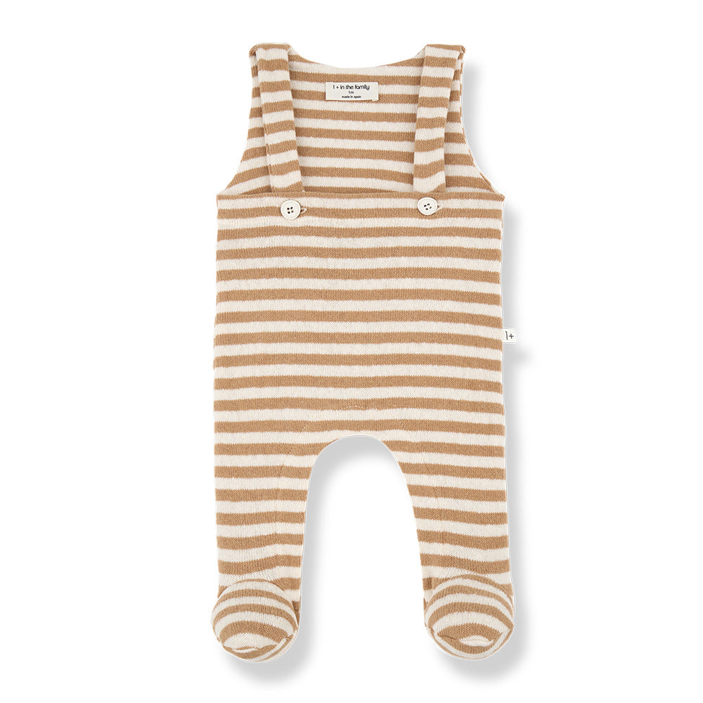 1+ In The Family Baby Francois Overalls Biscotto Brown Stripes