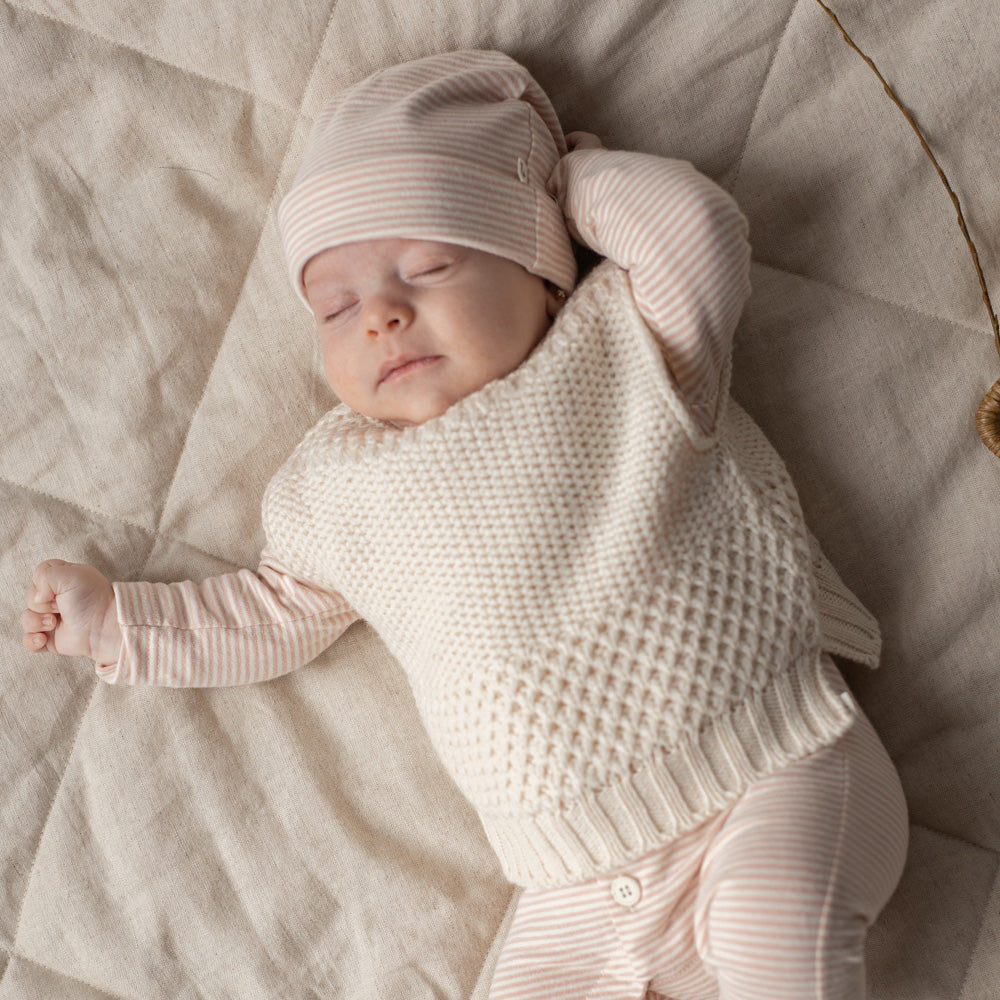 1+ In The Family Baby Gio Hat Light Pink Stripes