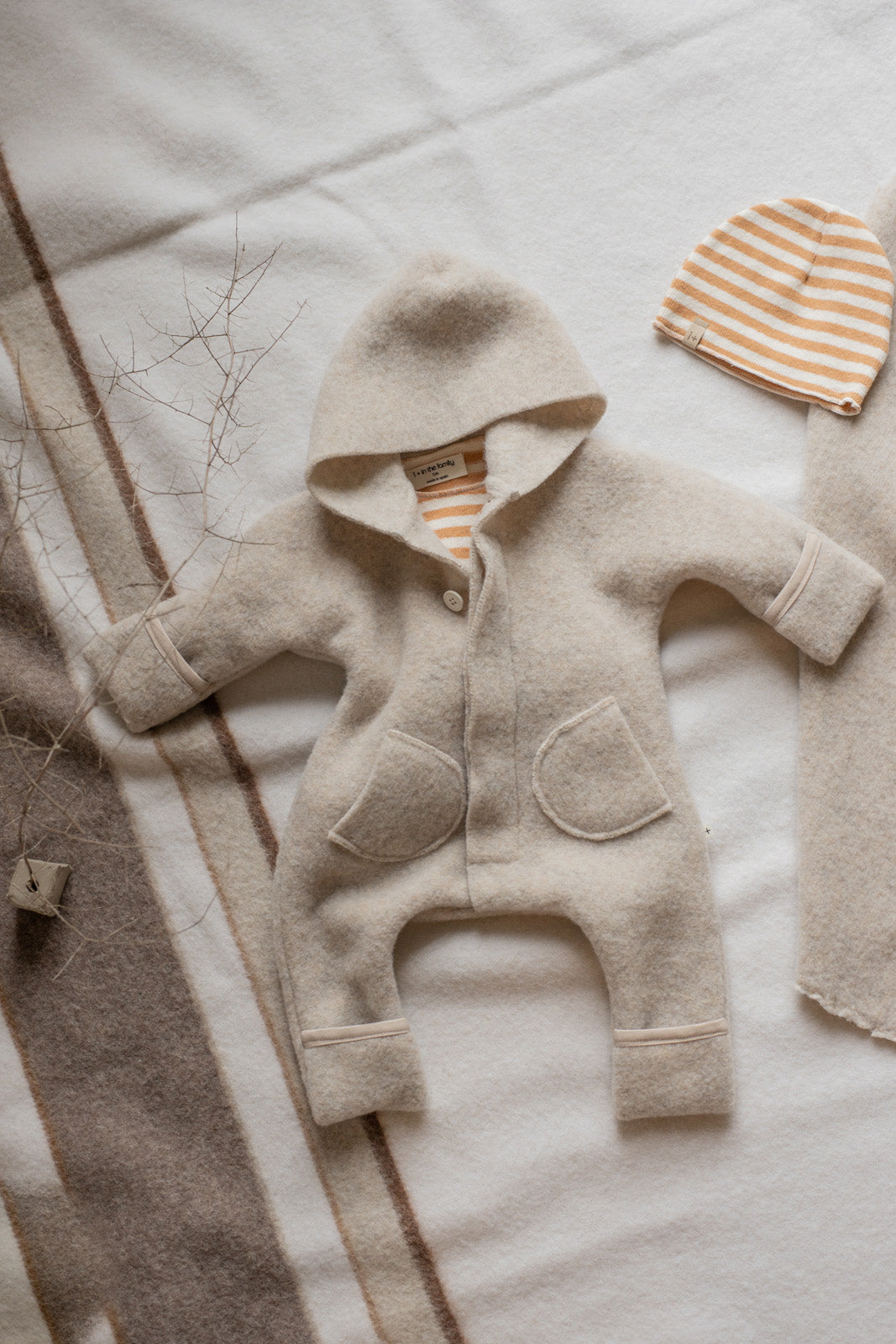 1+ In The Family Baby Honore Hat Biscotto Brown Stripes
