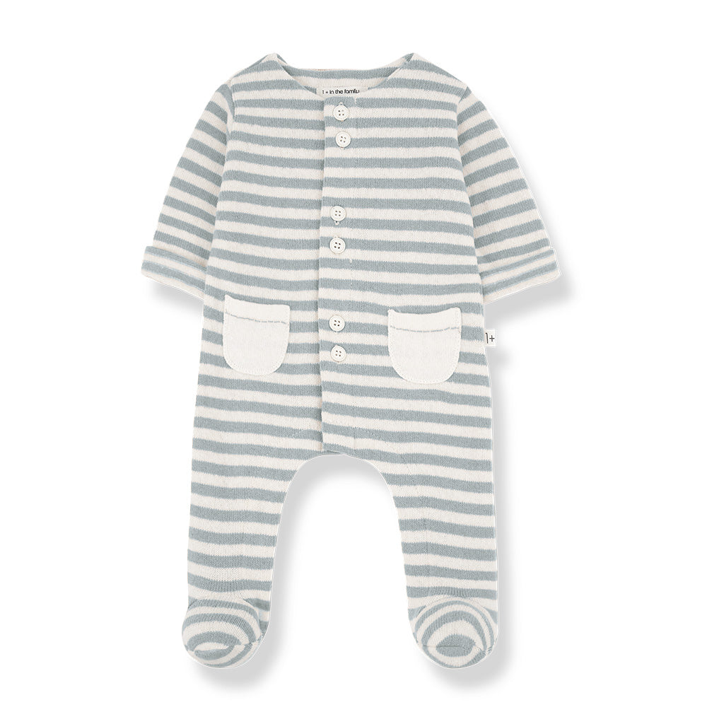 1+ In The Family Baby Milo Jumpsuit Nuvola Blue Stripes