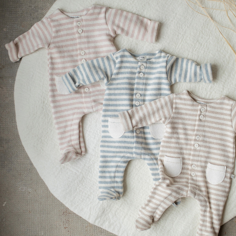 1+ In The Family Baby Milo Jumpsuit Nuvola Blue Stripes