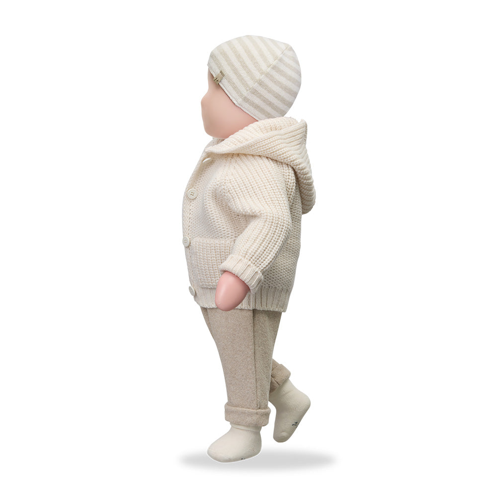 1+ In The Family Baby Morten Hooded Cardigan Ecru Cream