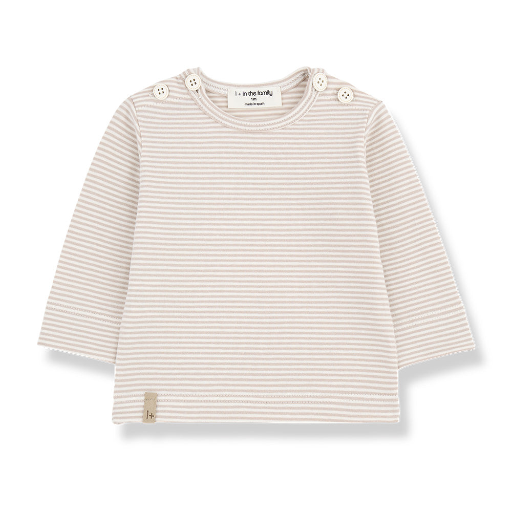 1+ In The Family Baby Ot T-shirt Beige Stripes