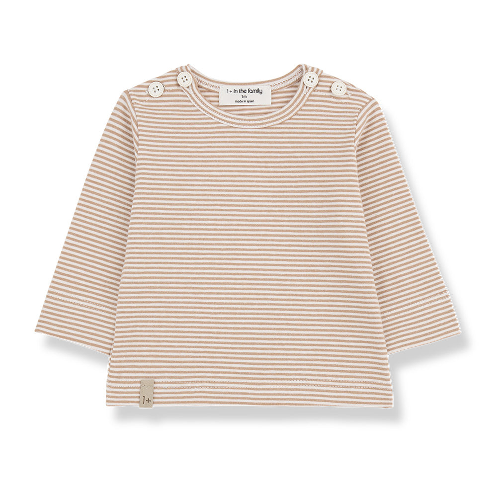 1+ In The Family Baby Ot T-shirt Biscotto Brown Stripes