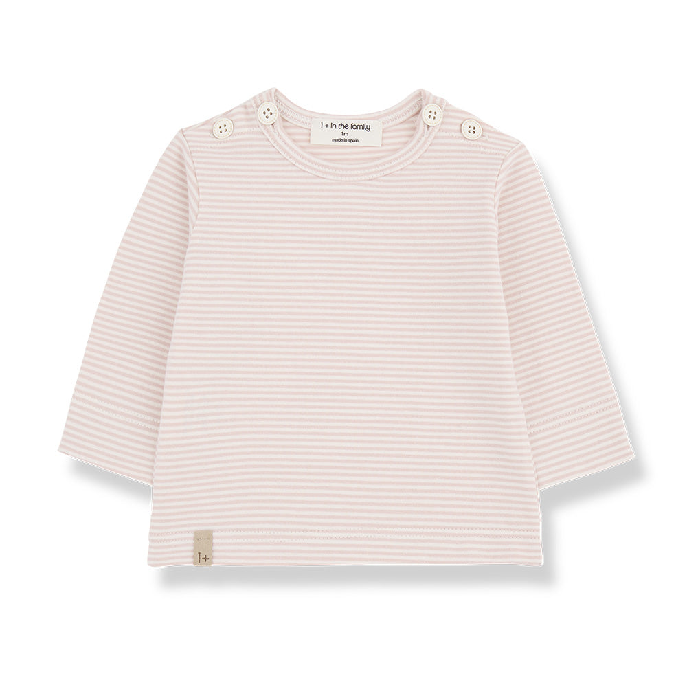 1+ In The Family Baby Ot T-shirt Light Pink Stripes