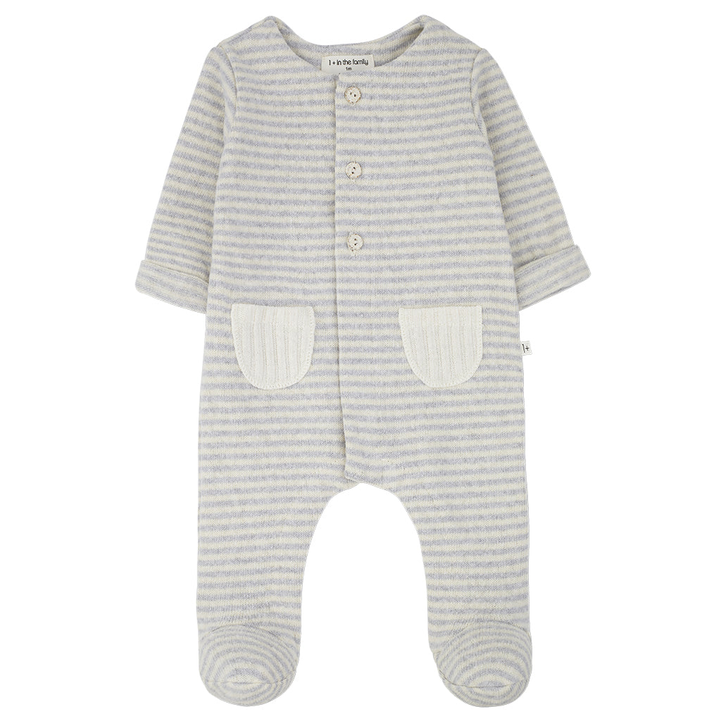 1 In The Family Baby Adria Jumpsuit Perla Grey Stripes Grey 12M