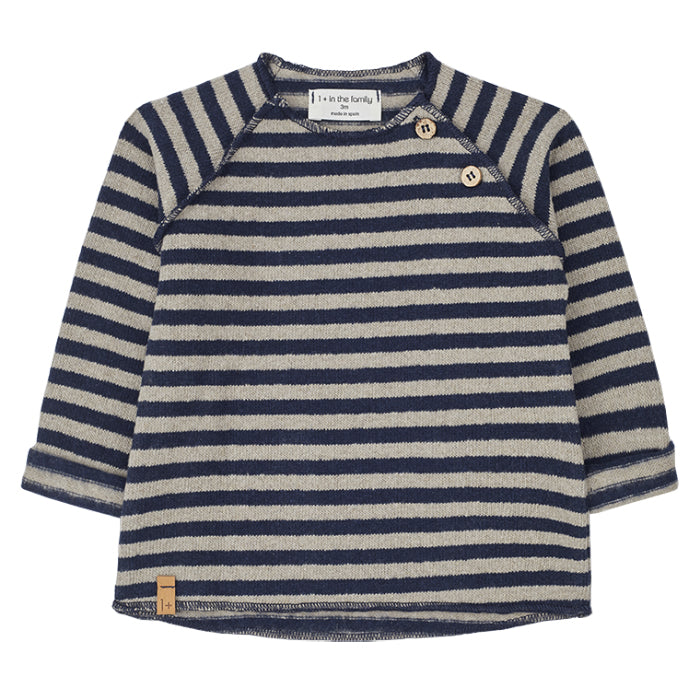 1+ In The Family Baby And Child Alex Sweater Navy And Taupe Stripes