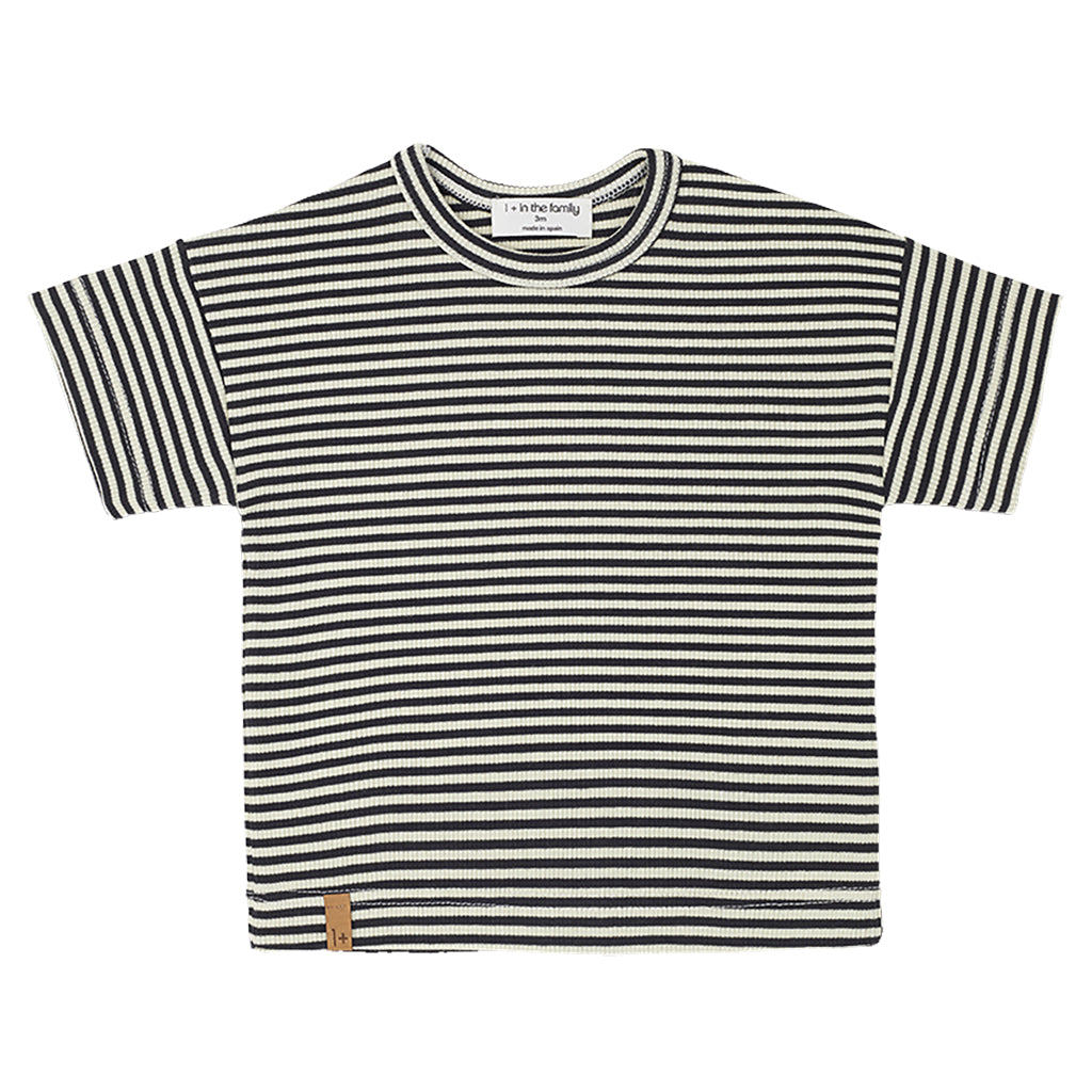 1+ In The Family Baby And Child Anthracite Black Stripes Aristide T-shirt