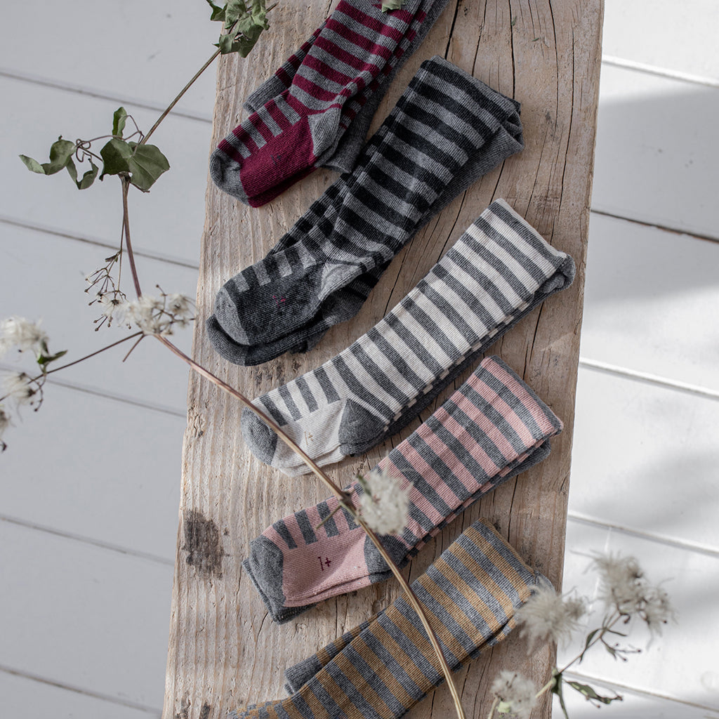 1+ In The Family Baby Dafne Tights Old Rose Pink Stripes