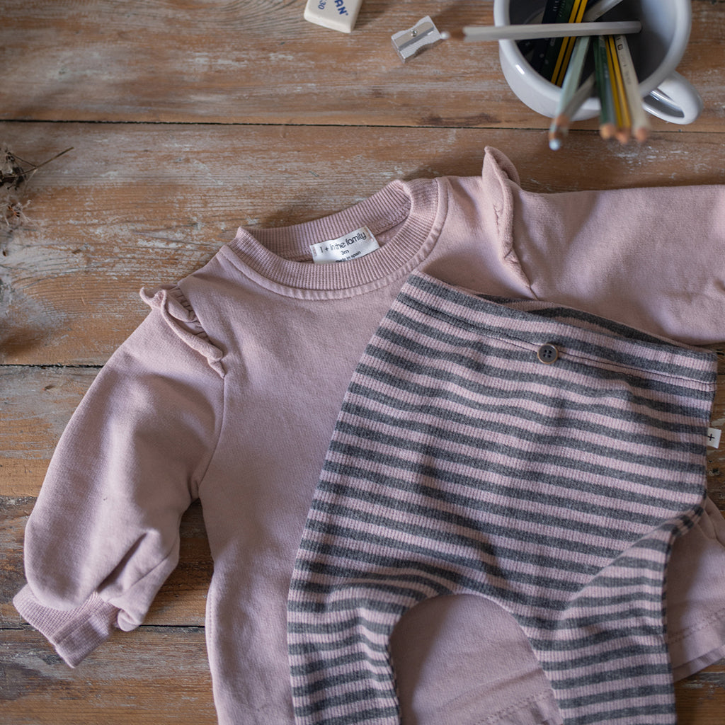 1+ In The Family Baby And Child Eusebi Leggings Old Rose Pink Stripes