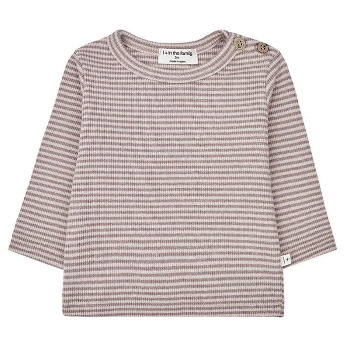 1+ In The Family Baby And Child Kerem T-shirt Mauve And Pink Stripes