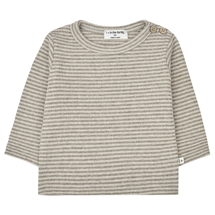 1+ In The Family Baby And Child Kerem T-shirt Oatmeal And Taupe Stripes