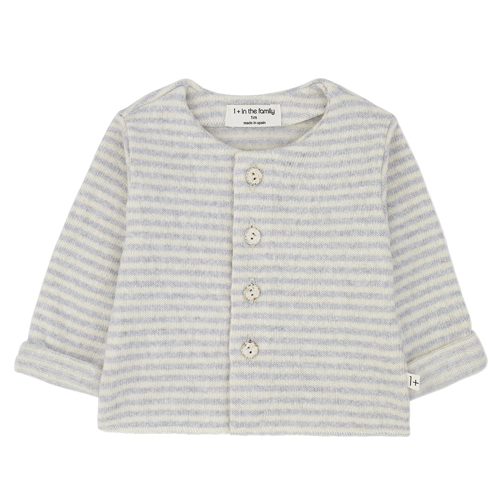 1+ In The Family Baby Lara Cardigan Perla Grey Stripes