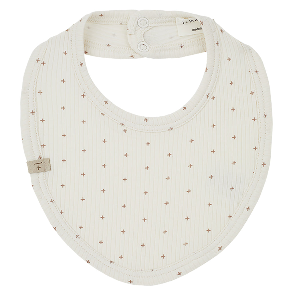 1+ In The Family Baby Lua Bib Ivory Cream With Pink Print