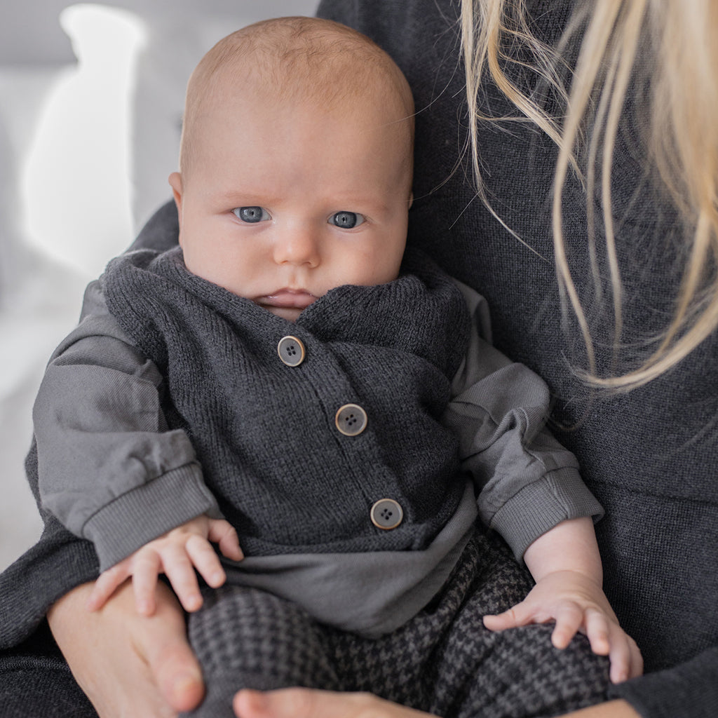 1+ In The Family Baby And Child Mirt Henley T-shirt Grey