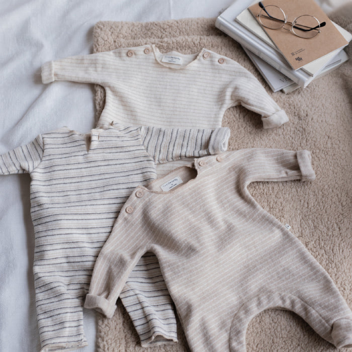 1+ In The Family Baby Porthos Jumpsuit Beige Stripes