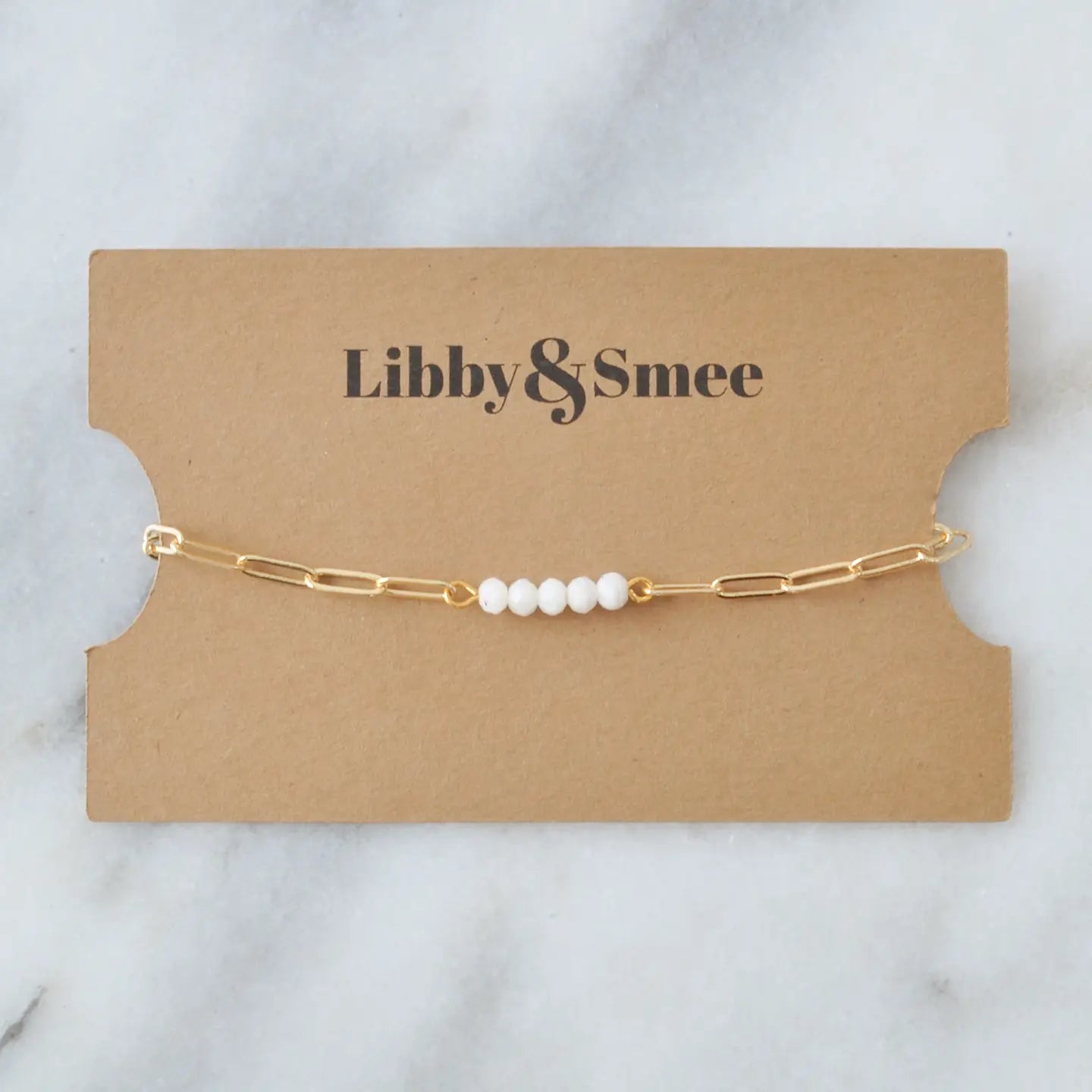 Libby & Smee Gemstone Paper Clip Chain Link Bracelet - Moonstone