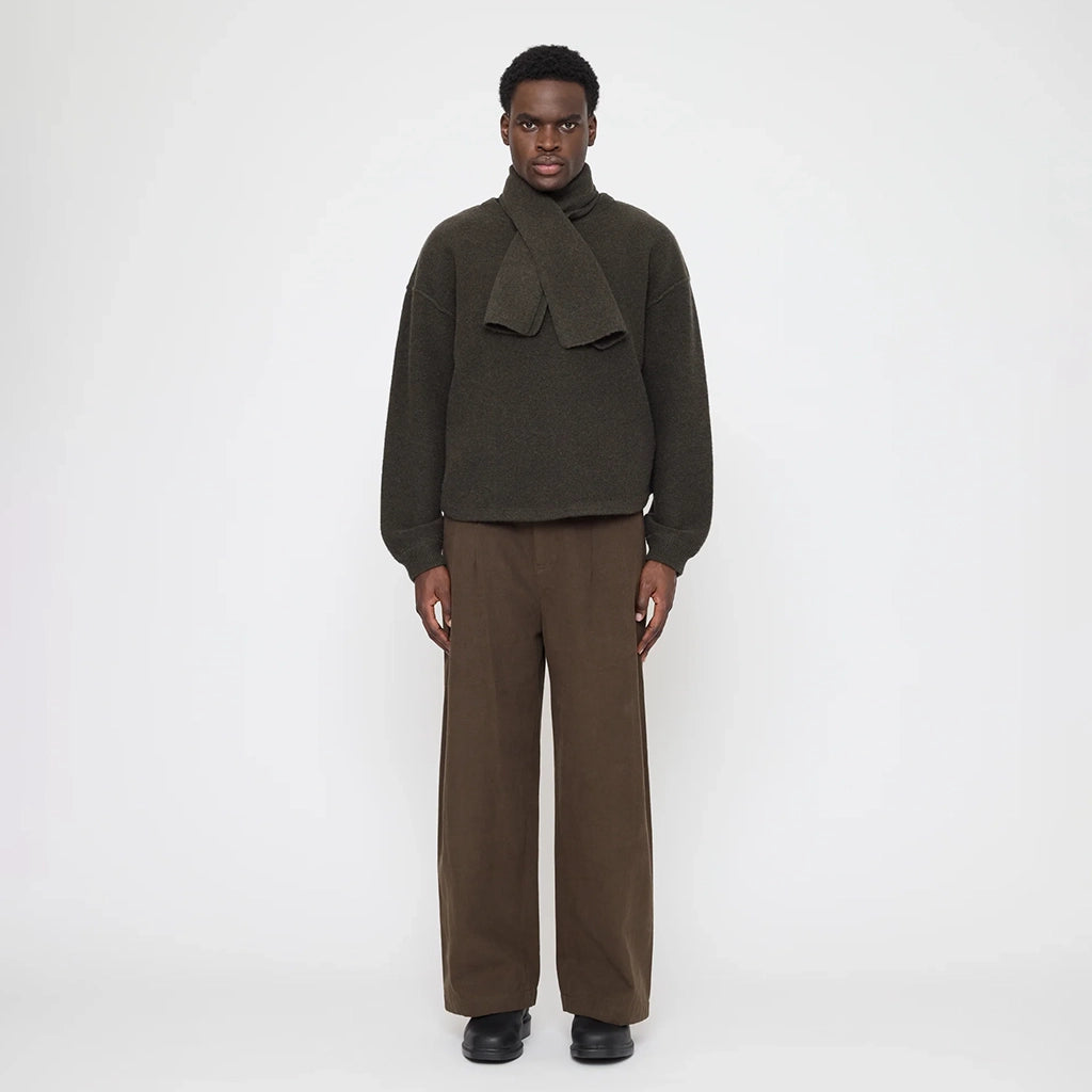 7115 By Szeki Unisex Cross Scarf Olive Brown