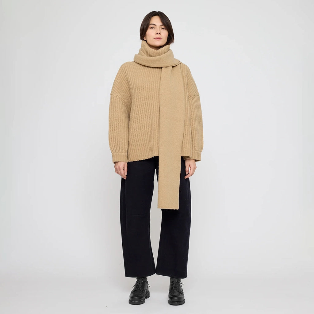 7115 By Szeki Unisex Long Wool Scarf Caramel Brown