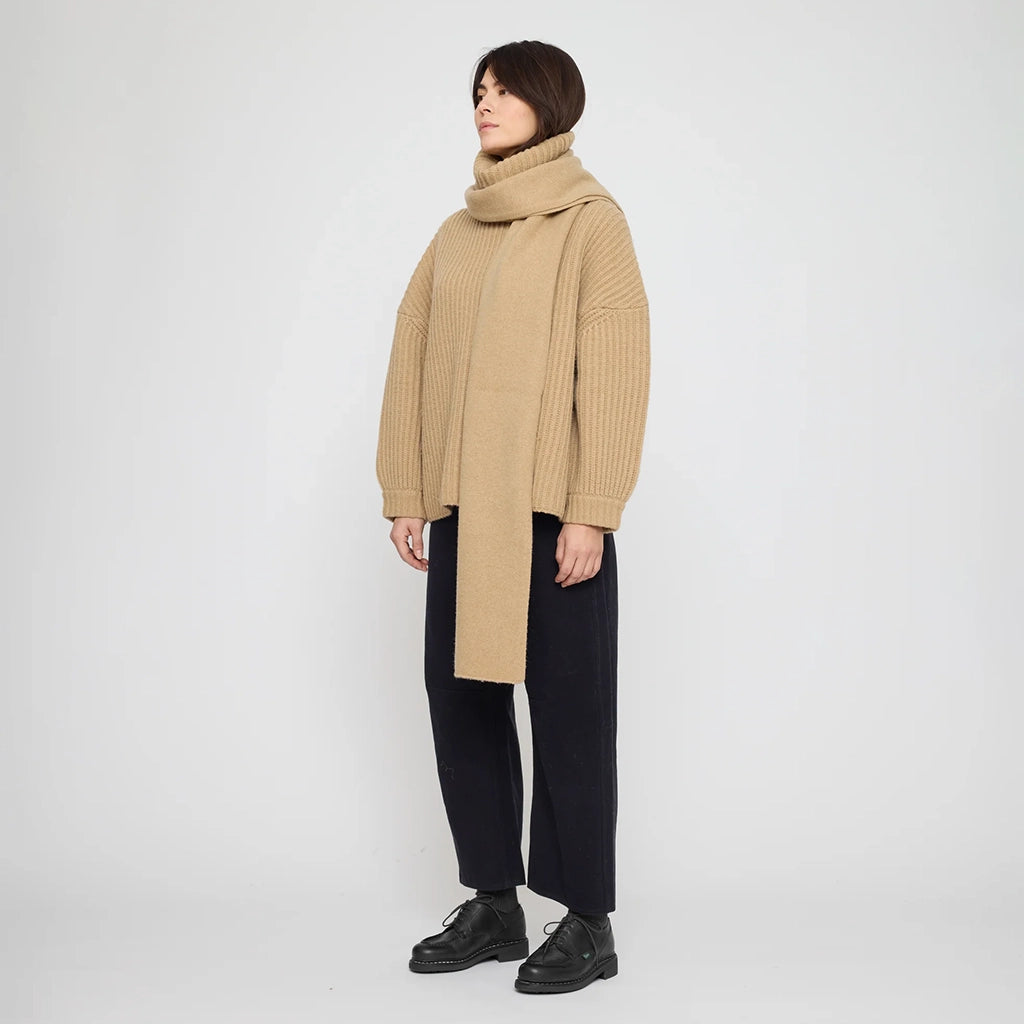 7115 By Szeki Unisex Long Wool Scarf Caramel Brown