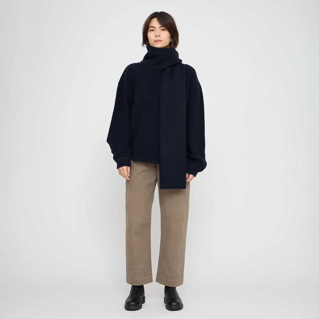 7115 By Szeki Unisex Long Wool Scarf Navy Blue