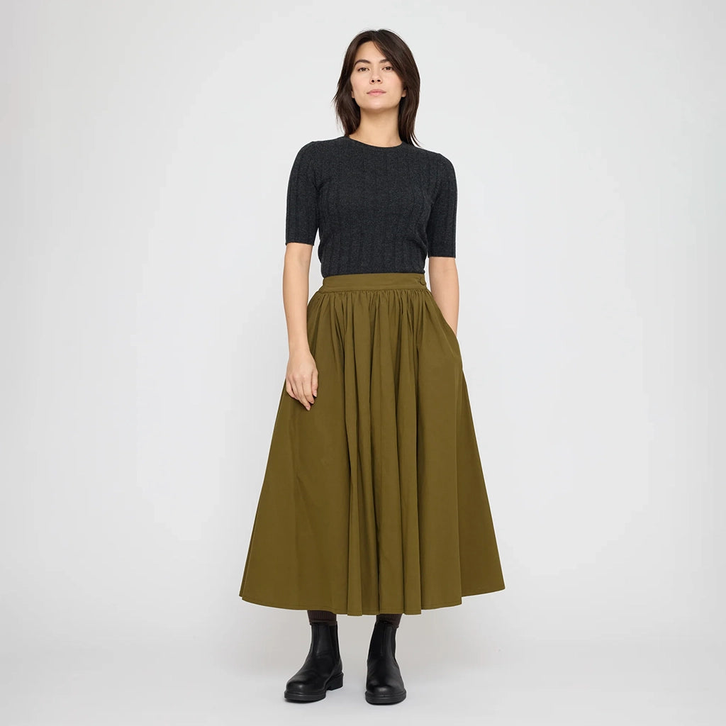7115 By Szeki Woman Prairie Skirt Kelp Green