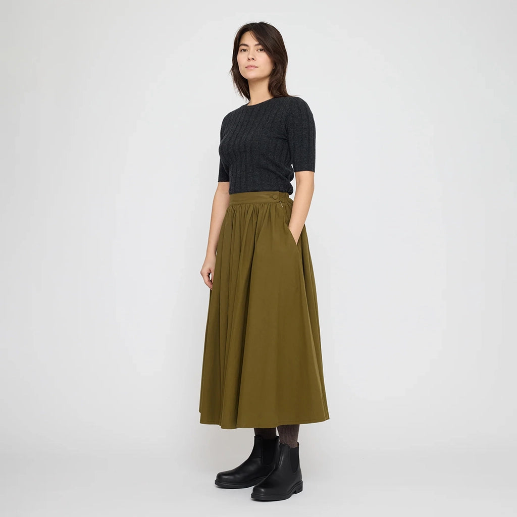 7115 By Szeki Woman Prairie Skirt Kelp Green