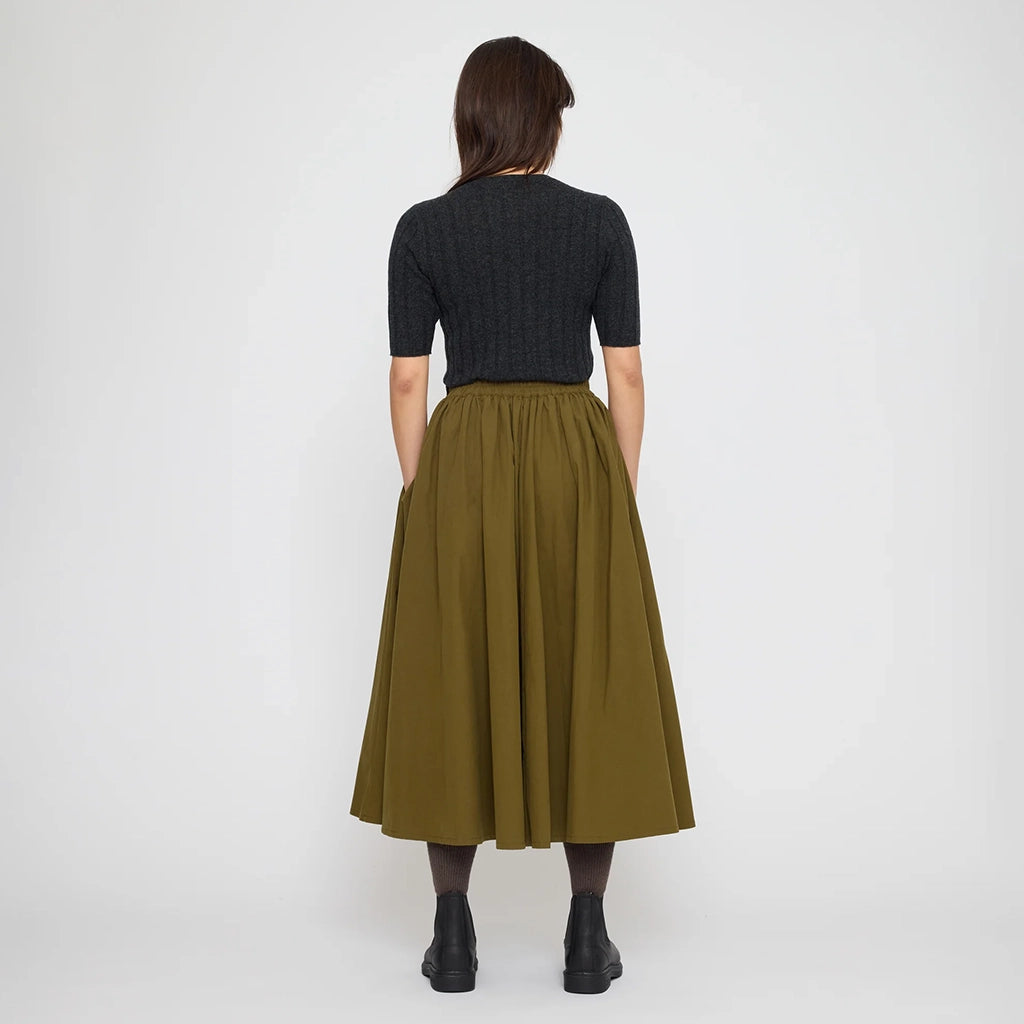7115 By Szeki Woman Prairie Skirt Kelp Green