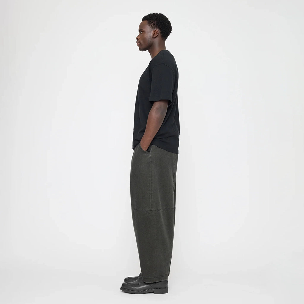 7115 By Szeki Unisex Elastic Panel Barrel Pants Washed Black